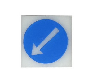 LEGO Translucent White Electric Light Clip-On Plate 2 x 2 with Blue Circle and White Arrow Pattern (2384)