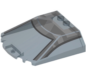 LEGO Transparant zwart Voorruit 6 x 6 x 1.3 Gebogen met Grijs / Wit Strepen (2683 / 106723)