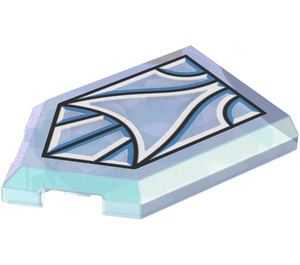 LEGO Transparent Blue Opal Tile 2 x 3 Pentagonal with Outline Feather Pattern