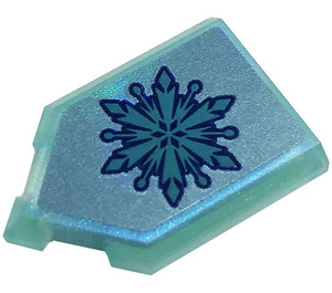 LEGO Transparenter blauer Opal Fliese 2 x 3 Pentagonal mit Snowflake Aufkleber (22385)