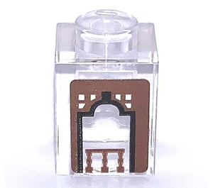 LEGO Transparent Backstein 1 x 1 mit Gate Aufkleber (3005)