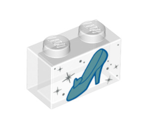LEGO Transparent Backstein 1 x 2 mit Cinderella Blau Glas Slipper ohne Unterrohr (3004 / 66584)