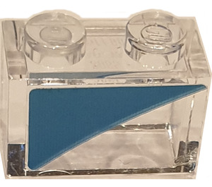 LEGO Transparent Brique 1 x 2 avec Dark Azure Triangle Droite Autocollant sans tube à l'intérieur (3065)
