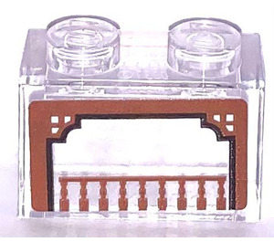 LEGO Transparent Stein 1 x 2 mit Gate Aufkleber ohne Unterrohr (3065)