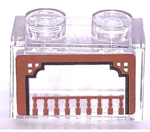 LEGO Transparent Brick 1 x 2 with Gate Sticker without Bottom Tube (3065)