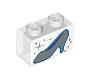 LEGO Transparent Backstein 1 x 2 mit Silber Slipper ohne Unterrohr (3065 / 25051)