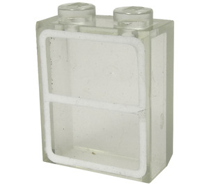LEGO Transparent Brick 1 x 2 x 2 with Window Pattern without Inside Axle Holder or Stud Holder