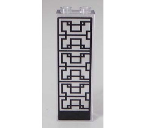 LEGO Transparent Brique 1 x 2 x 5 avec Noir Geometric Design La gauche Côté Autocollant sans Empreinte pour Tenon (15210)