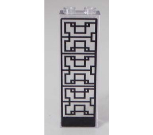 LEGO Transparent Brick 1 x 2 x 5 with Black Geometric Design Left Side Sticker without Stud Holder (15210)