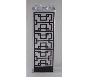 LEGO Transparent Stein 1 x 2 x 5 mit Schwarz Geometric Design Rechts Seite Aufkleber ohne Noppenhalter (46212)