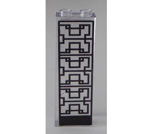 LEGO Transparent Brique 1 x 2 x 5 avec Noir Geometric Design Droite Côté Autocollant sans empreinte pour tenon (46212)