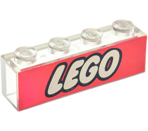 LEGO Transparent Brick 1 x 4 without Bottom Tubes with LEGO Logo (3066)