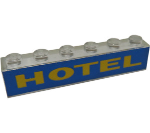 LEGO Transparent Backstein 1 x 6 mit 'HOTEL' ohne Unterrohre (3067)