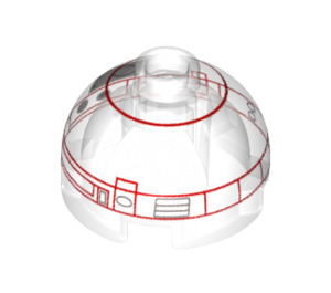LEGO Transparent Backstein 2 x 2 Runden mit Dome oben mit Imperial Astromech Droid Kopf (Hohlbolzen, Achshalter) (21209 / 30367)