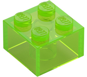 LEGO Transparent Klar Grön Kloss 2 x 2 (3003 / 6223)