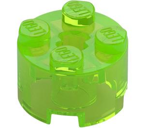 LEGO Transparent Bright Green Brick 2 x 2 Round (3941 / 6143)