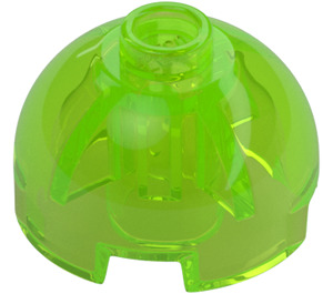 LEGO Transparent Bright Green Brick 2 x 2 Round with Dome Top (Hollow Stud, Axle Holder) (3262 / 30367)