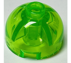 LEGO Transparent Bright Green Brick 2 x 2 Round with Dome Top (with Axle Holder) (3262 / 30367)