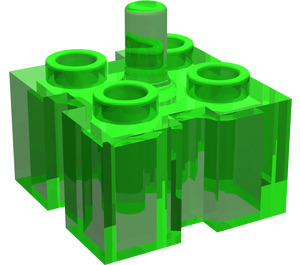 LEGO Transparentní světle zelená Kostka 2 x 2 s Grooves a Kolík (47117)