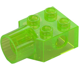 LEGO Transparent Bright Green Brick 2 x 2 with Hole and Rotation Joint Socket (48169 / 48370)