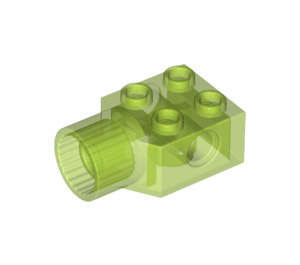 LEGO Transparent Bright Green Brick 2 x 2 with Hole and Rotation Joint Socket (48169 / 48370)