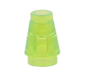 LEGO Transparent Bright Green Cone 1 x 1 without Top Groove (4589 / 6188)