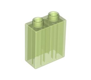 LEGO Transparent Bright Green Duplo Brick 1 x 2 x 2 without Bottom Tube (4066 / 76371)