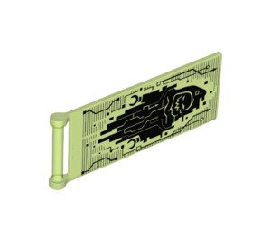 LEGO Transparent Bright Green Flag 7 x 3 with Bar Handle with Monster 'Monstrox' and Circuitry (30292 / 36223)