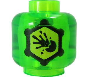 LEGO Transparent Bright Green Head with Exploding Ball in Yellow Hexagon (Safety Stud) (3626)