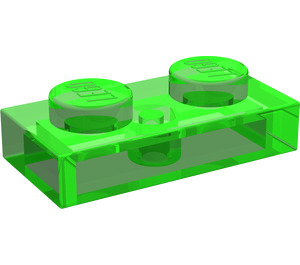 LEGO Transparent Bright Green Plate 1 x 2 (6225)