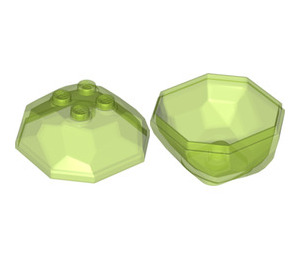 LEGO Transparent Bright Green Rock Top and Bottom 4 x 4 x 3