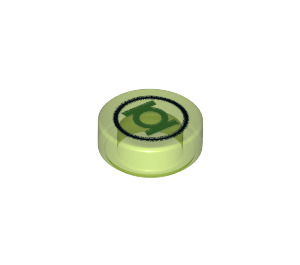 LEGO Vert clair transparent Tuile 1 x 1 Rond avec Bright Green Lantern logo Modèle (35380)