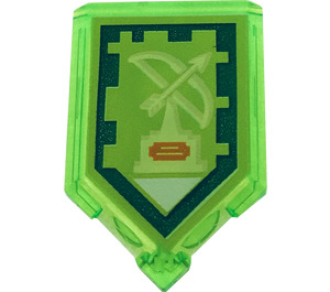 LEGO Transparent Bright Green Tile 2 x 3 Pentagonal with Bowmaster Power Shield (22385)