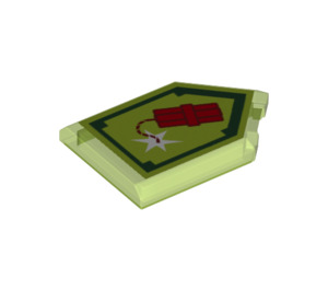 LEGO Transparent Bright Green Tile 2 x 3 Pentagonal with Dynamighty Power Shield (22385 / 24589)