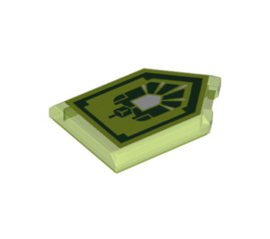 LEGO Transparent Bright Green Tile 2 x 3 Pentagonal with Gamma Rays Power Shield (22385 / 33775)