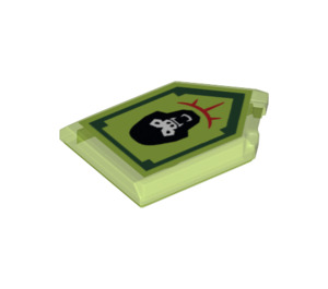 LEGO Transparent Bright Green Tile 2 x 3 Pentagonal with Gorilla Roar Power Shield (22385 / 29409)