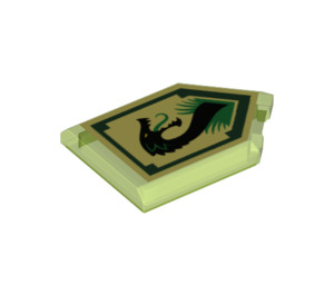 LEGO Transparent Bright Green Tile 2 x 3 Pentagonal with Jungle Dragon Power Shield (22385 / 24575)