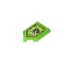 LEGO Transparentes leuchtendes Grün Fliese 2 x 3 Pentagonal mit Mechanisch Griffin Power Schild (22385 / 35339)