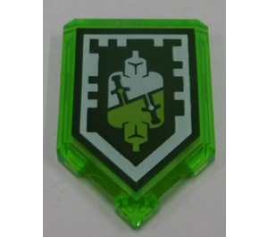 LEGO Transparent Bright Green Tile 2 x 3 Pentagonal with Nexo Power Shield 'Sidekick' (22385)