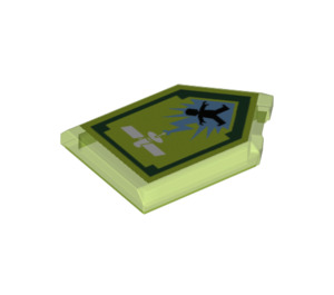 LEGO Transparent Bright Green Tile 2 x 3 Pentagonal with Orbital Strike Power Shield (22385 / 29078)