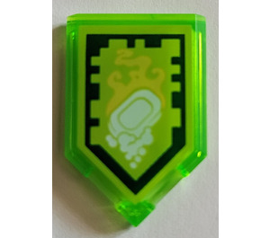 LEGO Transparent Bright Green Tile 2 x 3 Pentagonal with Out of Soap Power Shield (22385)