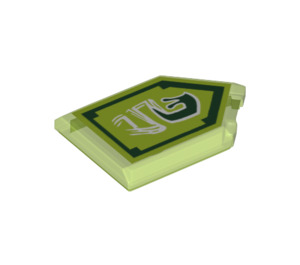 LEGO Transparent Bright Green Tile 2 x 3 Pentagonal with Slime Slugs Power Shield (22385 / 33770)