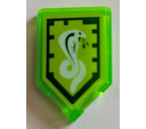 LEGO Transparent Bright Green Tile 2 x 3 Pentagonal with Snake Den Power Shield (22385)