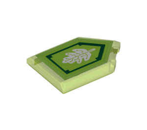 LEGO Transparent Bright Green Tile 2 x 3 Pentagonal with Tech Tree Power Shield (22385 / 30958)