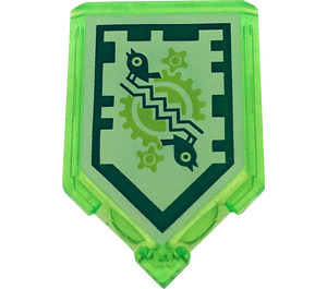 LEGO Transparent Bright Green Tile 2 x 3 Pentagonal with Time Breach Power Shield (22385 / 25819)