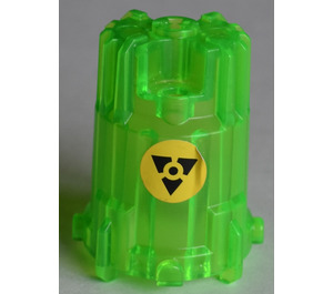 LEGO Transparent Bright Green Tube Ø32 with Cross Hole with black and yellow triangle caution sticker (87826)