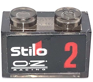 LEGO Transparent Marron Noir Brique 1 x 2 avec Stile O Z RACING 2 Autocollant sans tube à l'intérieur (3065)