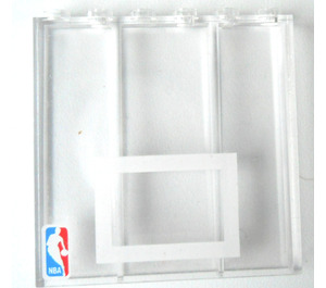 LEGO Transparentes Braunschwarz Backstein 1 x 6 x 5 mit 'NBA' und Weiß Rectangle (3754)