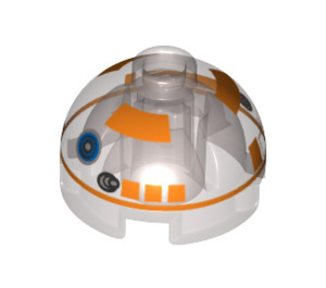 LEGO Marron Foncé Transparent Brique 2 x 2 Rond avec Dome Haut avec R3-A2 Astromech Droid Tête (Bosse creuse, support d'essieu) (24046 / 30367)