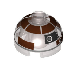 LEGO Marron Foncé Transparent Brique 2 x 2 Rond avec Dome Haut avec R3-M2 Astromech Droid Tête (Bosse creuse, support d'essieu) (18841 / 33758)